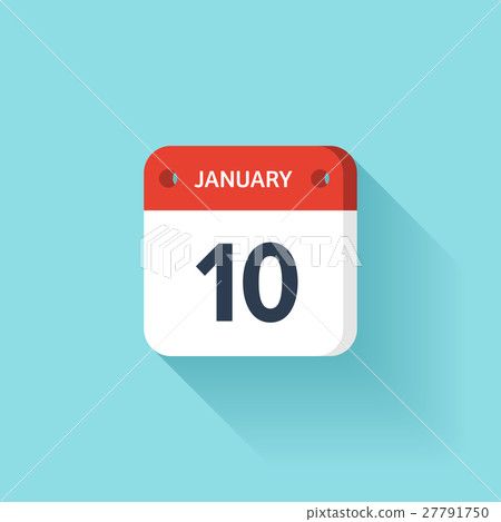 January 10. Isometric Calendar Icon With Shadow January 10. Isometric Calendar Icon With Shadow 27791750