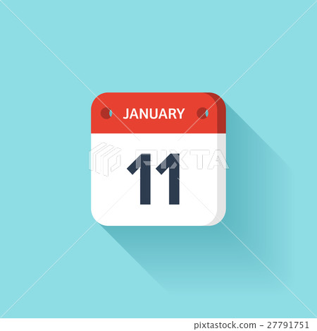 January 11. Isometric Calendar Icon With Shadow January 11. Isometric Calendar Icon With Shadow 27791751