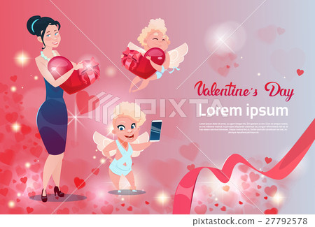 Valentine Day Gift Card Holiday Love Woman With Valentine Day Gift Card Holiday Love Woman With 27792578