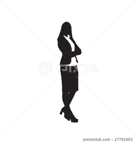 Business Woman Black Silhouette Full Length Over Business Woman Black Silhouette Full Length Over 27792603