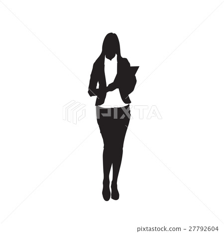 Business Woman Black Silhouette Holding Folder Business Woman Black Silhouette Holding Folder 27792604