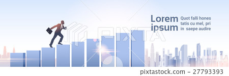 Silhouette Businessman Climb Financial Bar Graph 27793393