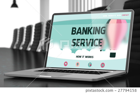 Banking Service on Laptop in Conference Hall. 3D. 27794158