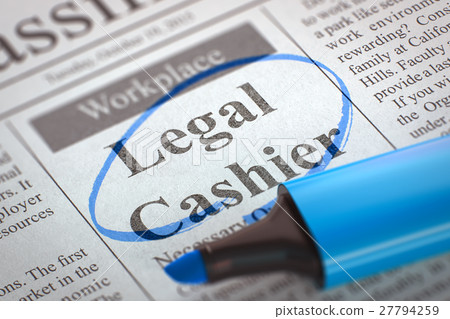Now Hiring Legal Cashier. 3D. 27794259