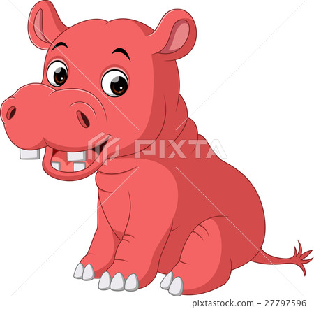 Cute Baby Hippo Cartoon Stock Illustration