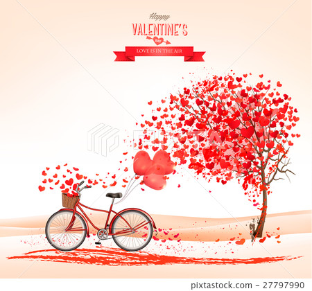 Valentine's Day background with heart shaped tree - Stock Illustration ...