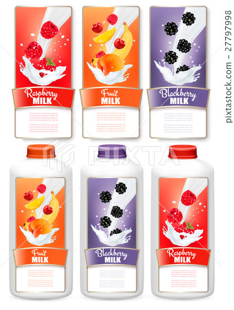 Set of three labels of chocolate and coconut milk Set of three labels of chocolate and coconut milk 27797998