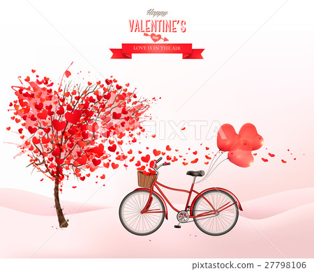 Valentine holiday background with heart shape tree - Stock Illustration ...