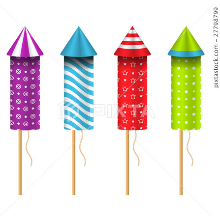 Celebration Rockets Isolated on White Background 27798799