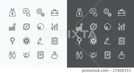 Business icons set. flat line design vector 27800353