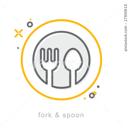 Thin line icons, fork & spoon 27800618