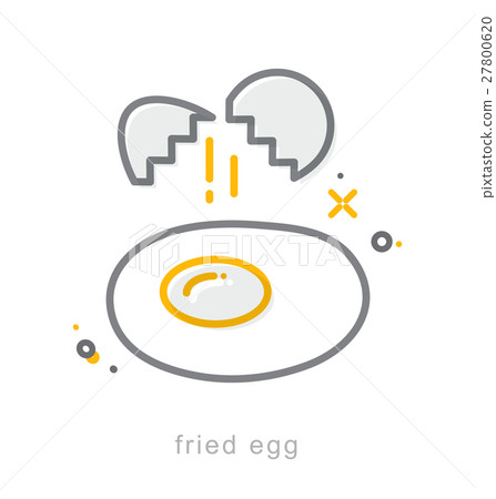 Thin line icons, Fried egg 27800620