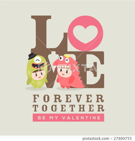 kids with LOVE word Valentine's day background 27800755