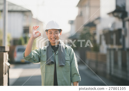 blue collar worker, laborer, hardhat 27801105