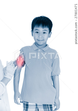 Doctor vaccinating boy's arm. Human health care Doctor vaccinating boy's arm. Human health care 27801471