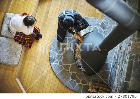 Villa Fireplace Relaxing couple 27801796