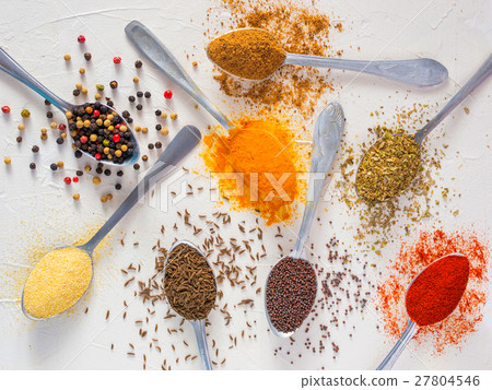 Food background indian spices on white 27804546