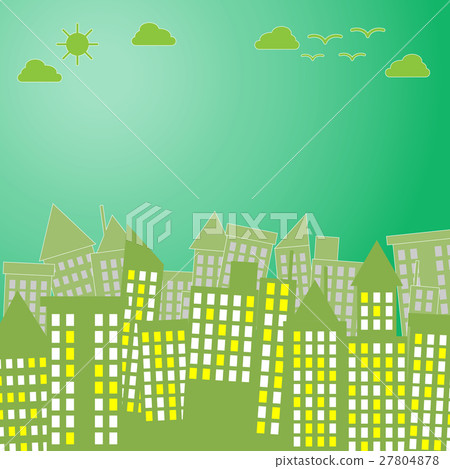 Green scene of city town with eco concept 27804878