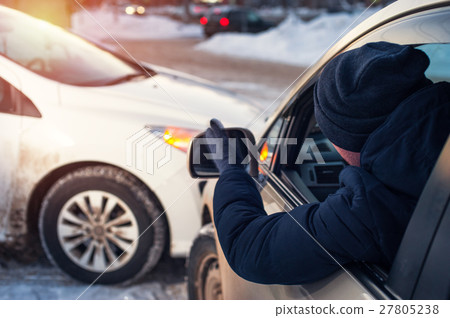 Male driver in car crash on city road Male driver in car crash on city road 27805238