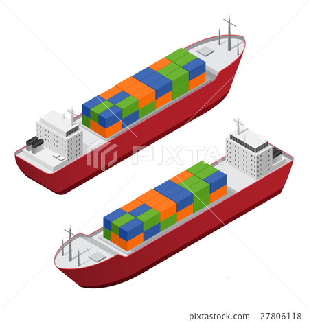 Barge Set Isometric View. Vector - Stock Illustration [27806118] - PIXTA