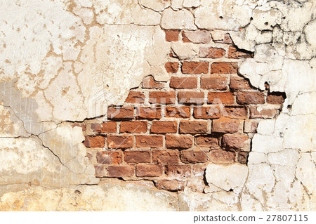 Texture of old brick wall and cracked stucco Texture of old brick wall and cracked stucco 27807115