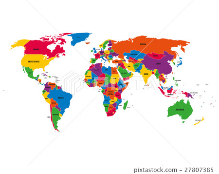Multi-colored political vector map of World with 27807385