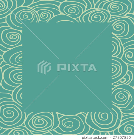 Wave hand-drawn pattern, waves frame square - Stock Illustration ...