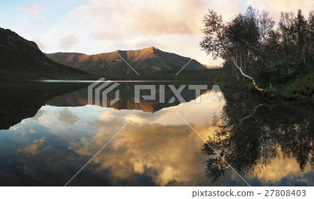 Sunset on the Lake in the Hibiny. Panorama Sunset on the Lake in the Hibiny. Panorama 27808403