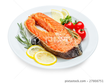 Crispy roasted salmon steak Crispy roasted salmon steak 27808751