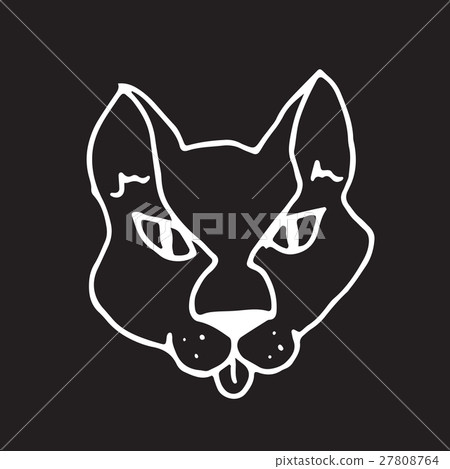 Hand drawn vector illustration. Head cat. Sketch. Hand drawn vector illustration. Head cat. Sketch. 27808764