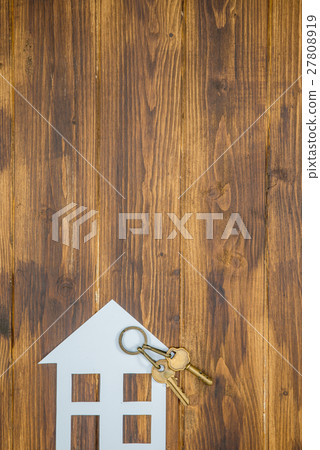 house with key on wooden background, new house house with key on wooden background, new house 27808919