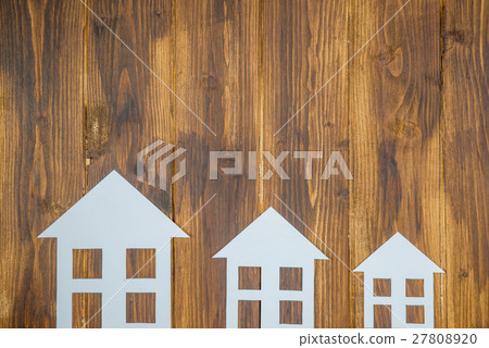 paper house on wooden background paper house on wooden background 27808920