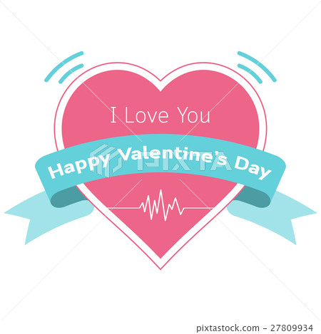 Valentine's day heart badges with ribbon. 27809934