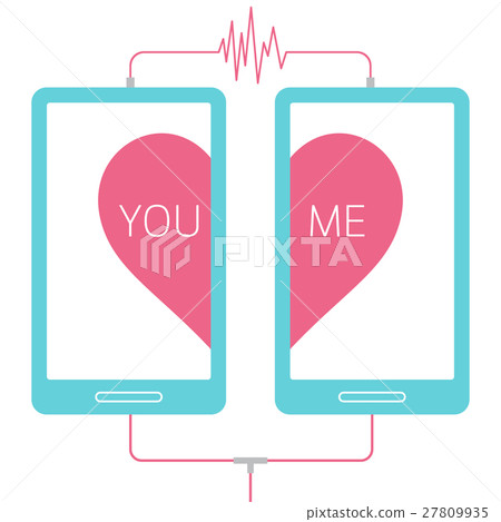 Mobile phone with heart vector icon. Mobile phone with heart vector icon. 27809935