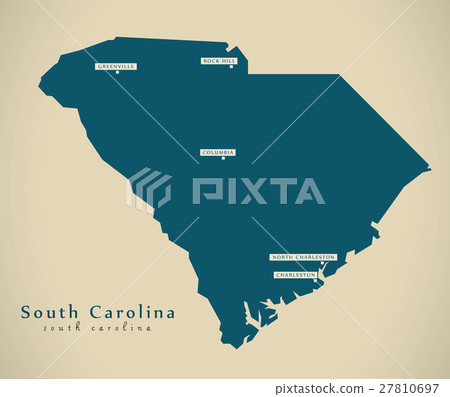 Modern Map - South Carolina USA illustration -插圖素材 [27810697] - PIXTA圖庫