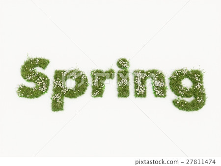 Spring word typed by flowers and grass Spring word typed by flowers and grass 27811474