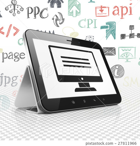 Web design concept: Tablet Computer with Monitor - Stock Illustration ...