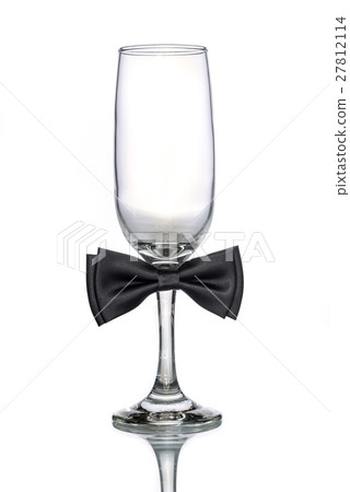 empty champagne glass with bow tie empty champagne glass with bow tie 27812114