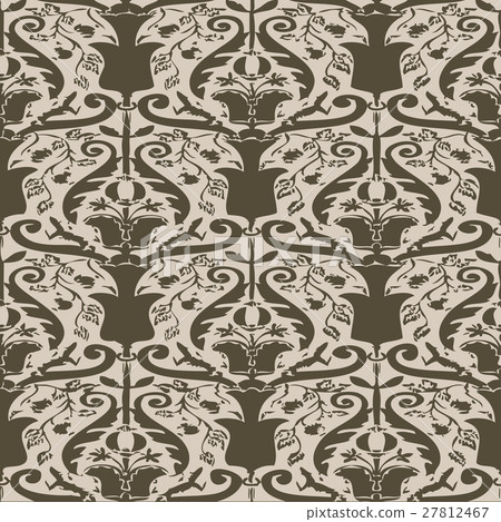 Vector seamless floral pattern vintage gray 27812467