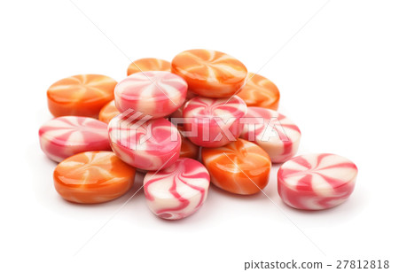 Pile of striped fruit candies 27812818