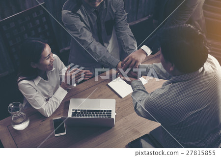 Business Team Stack Hands Support Concept Business Team Stack Hands Support Concept 27815855