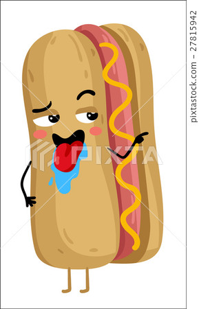 Funny hot dog isolated cartoon character Funny hot dog isolated cartoon character 27815942