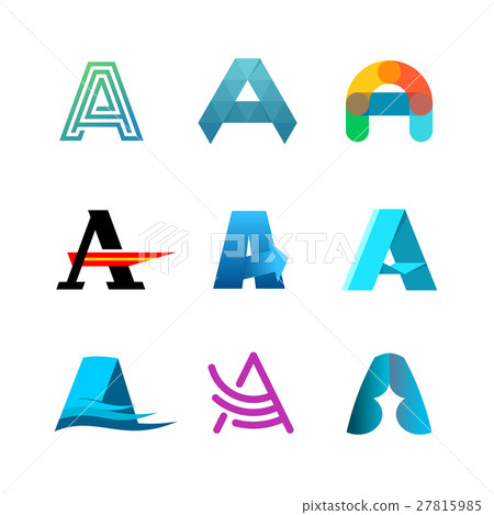 Letter A logo set. Color icon templates design. 27815985