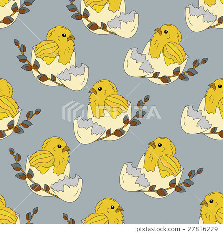 Seamless pattern with chickens in the egg shell Seamless pattern with chickens in the egg shell 27816229