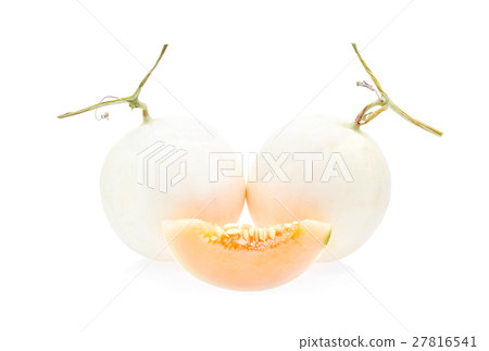 Ripe cantaloupe melon isolated on white background 27816541