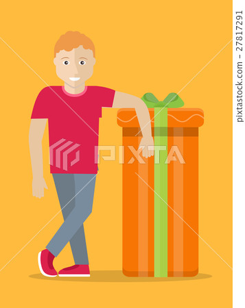 Man with Gift Box. Giving Present Concept. Vector Man with Gift Box. Giving Present Concept. Vector 27817291