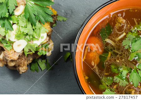 Hot and sour seafood soup, 27817457