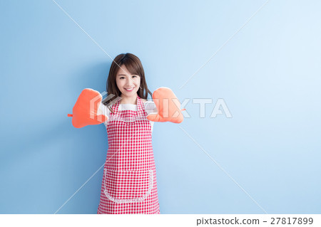housewife smile and wear gloves housewife smile and wear gloves 27817899