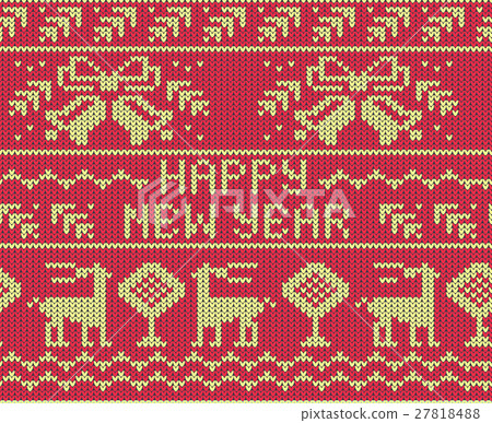 Happy New Year Jumper seamless knitted Pattern. 27818488