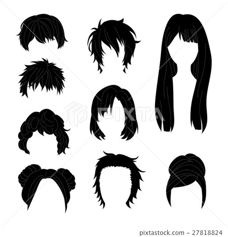 Hairstyle Man and Woman Black Hair Drawing Set 2. Hairstyle Man and Woman Black Hair Drawing Set 2. 27818824